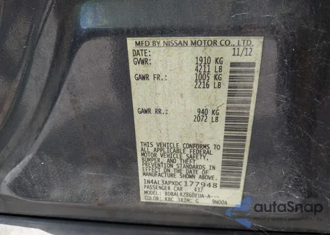 2013 Nissan Altima 2.5 S from USA, damaged, VIN 1N4AL3APXDC177948